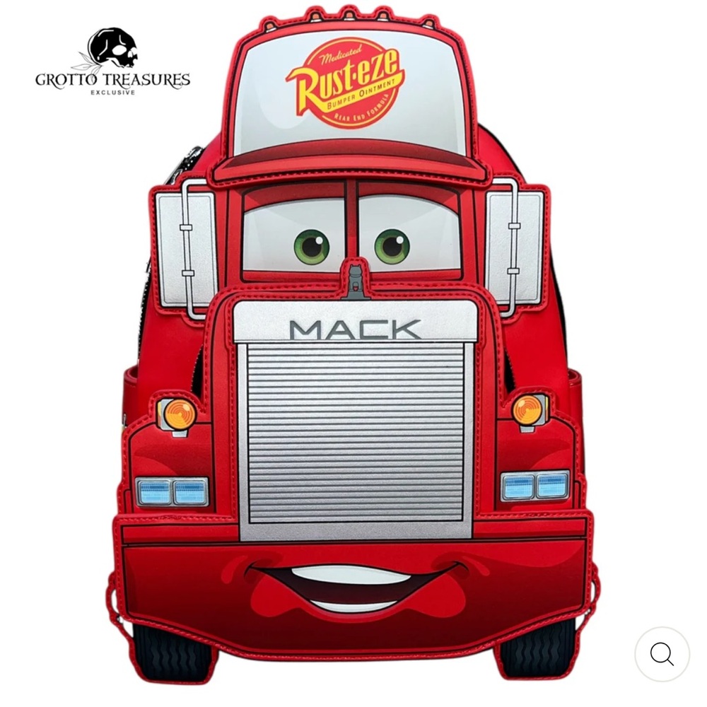 LOUNGEFLY DISNEY PIXAR CARS MACK COSPLAY GLOW IN THE DARK MINI BACKPACK